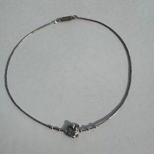 Sterling Silver Turtle Necklace Thin Chain Beaded Pendant Choker 18 inch